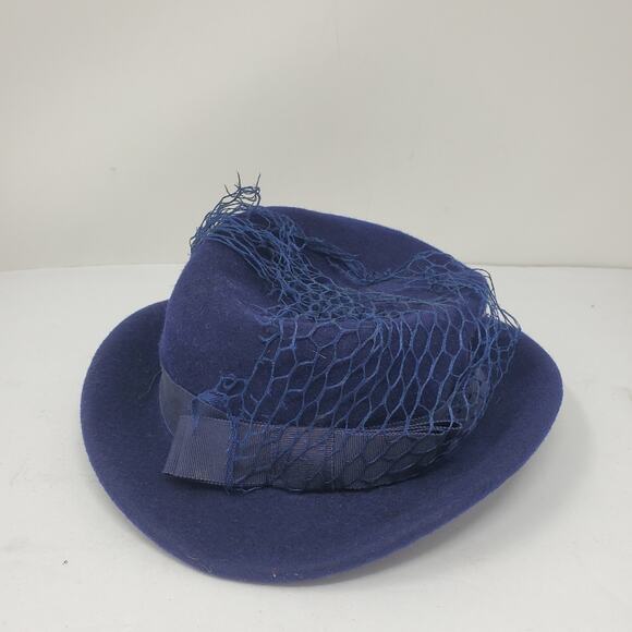 Vintage 50s 60s Glenover Henry Pollack 100% Wool blue hat ***Flaws